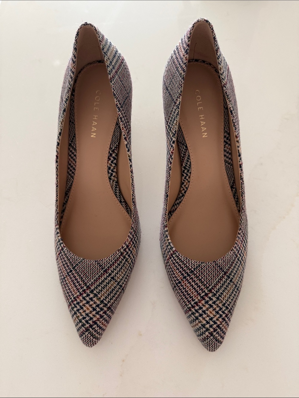 New without tags or box- Cole Haan Tweed Pointed-Toe Pumps in Multicolor Plaid